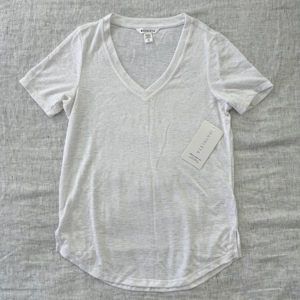 Athleta Womens Breezy Scoop V Tee White XS NWT